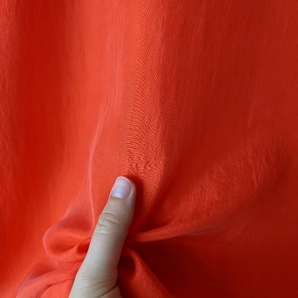 Protest semi-sheer red orange 100% silk button-down blouse - Picture 8 of 8